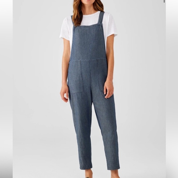 Eileen Fisher Pants - Eileen Fisher Airy Organic Cotton Twill Overalls Denim size XL
